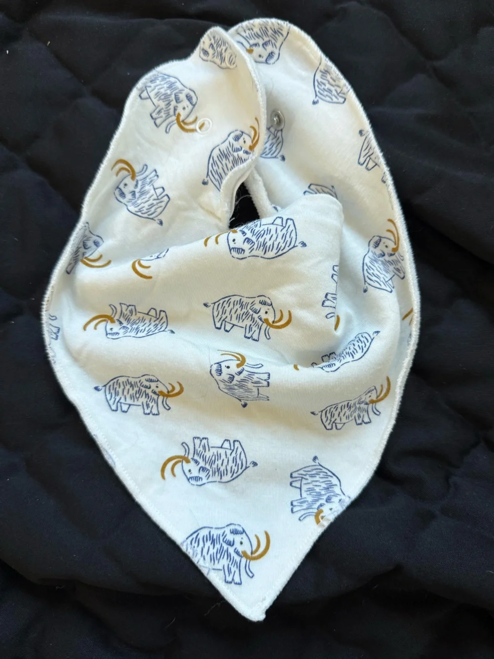 Baby Bandana Bib Mammoth Print Blue & Mustard